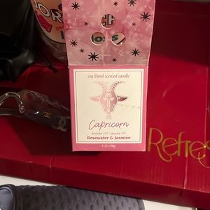 Brand new Capricorn, scented candle, rosewater, and Jasmine